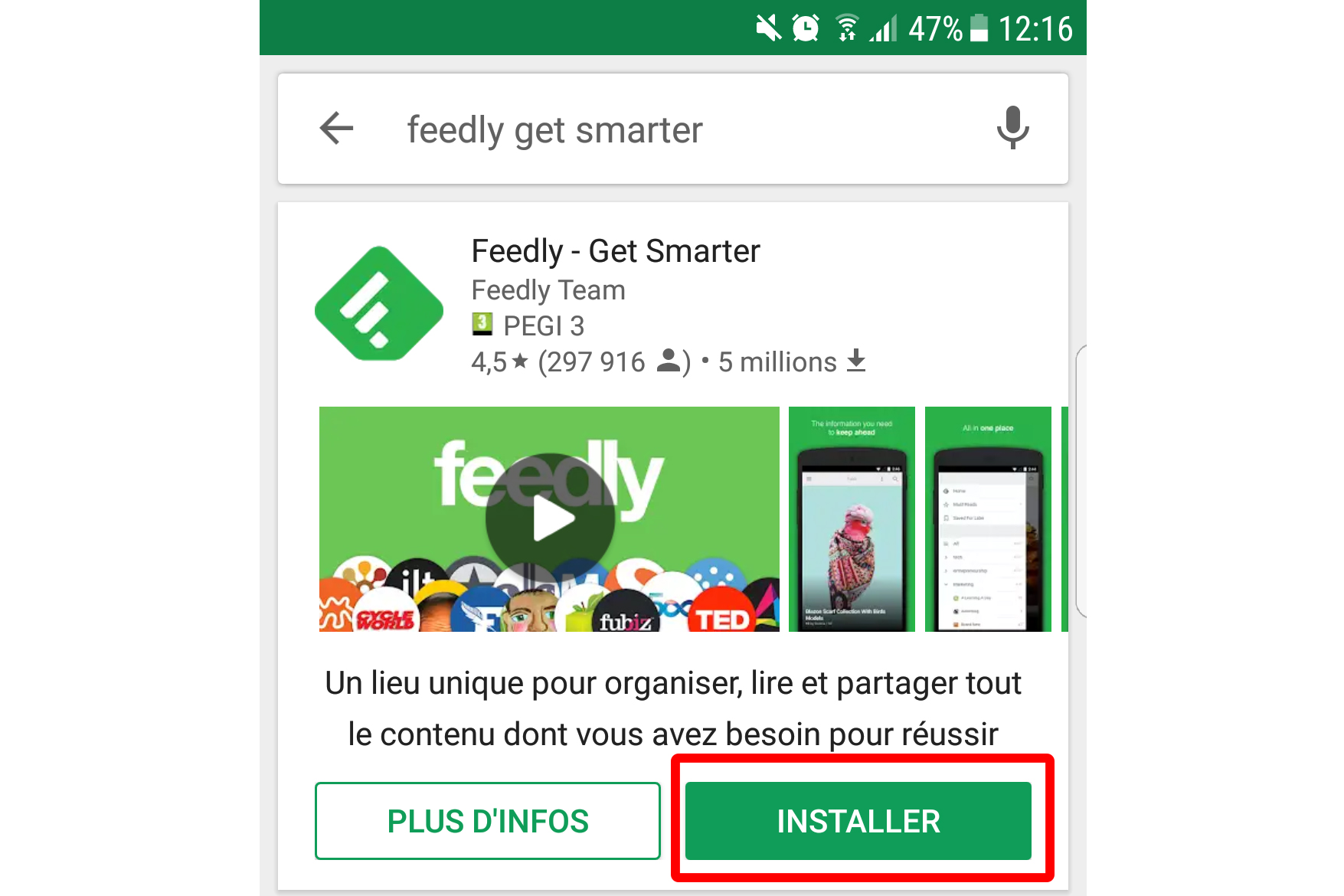 Installer Feedly sur Android