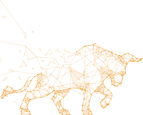 Illustration taureau en bourse orange