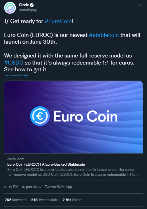 Tweet Circle - Stablecoin euro