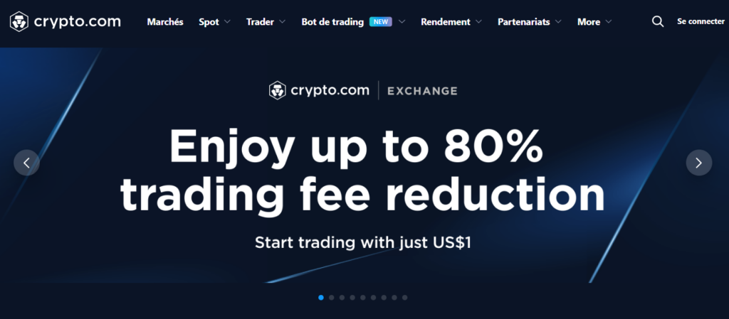 Crypto.com exchange homepage