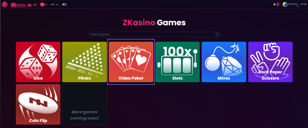 Video poker - ZKasino