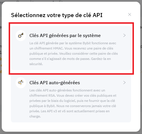 Clé API Bybit